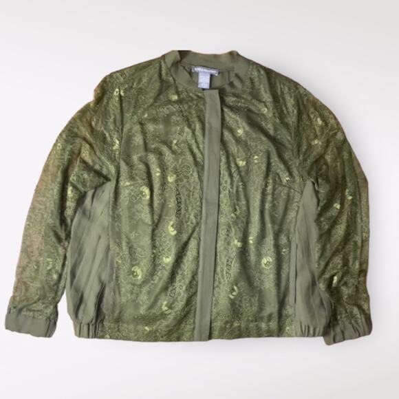 Kate & Mallory Green Lace Zip Bomber Jacket Size‎ XL - Picture 1 of 8